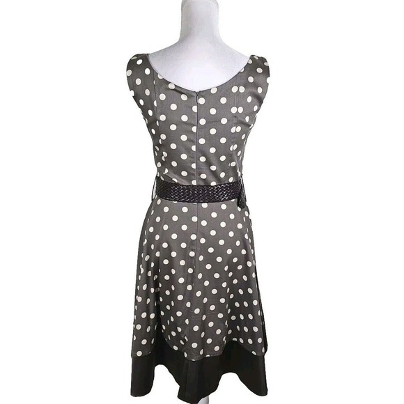 Rockabilly ~Woman Size M~ Brown/Gray/Beige Polka Dot Dress Cotton Made in ITALY - Picture 8 of 10